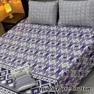 Elevate Your Bedroom: Stylish Geometric Pattern Double Bedsheet