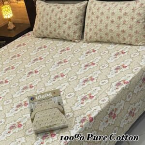 Comfortable 100% Pure Cotton Double Bedsheet - Pink Rose Floral Design