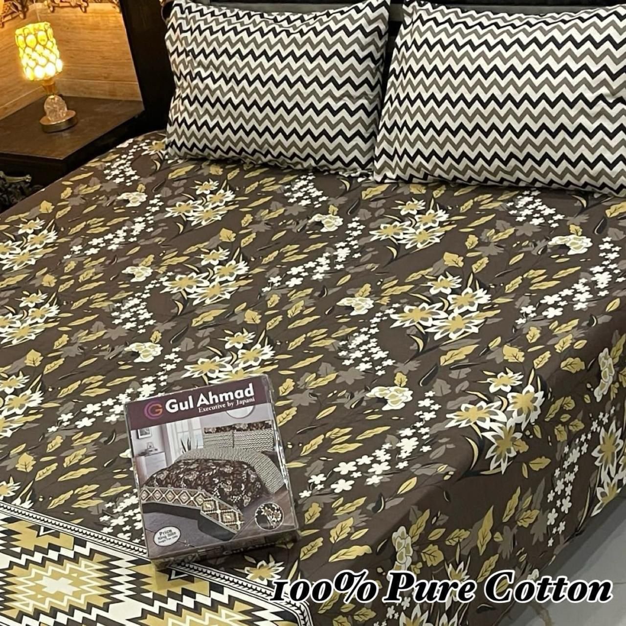 Sleep in Earthy Comfort: 100% Pure Cotton Flower Print Bedsheet