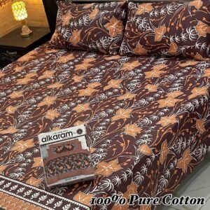 Bring Cozy Elegance: Pure Cotton Brown Floral Double Bedsheet