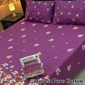 Spring Blossom Double Bedsheet - Purple Hues