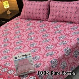 Pink Damask Double Bedsheet