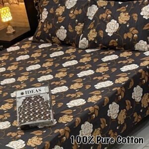 Sleep in Earthy Comfort: 100% Pure Cotton Rose Print Bedsheet