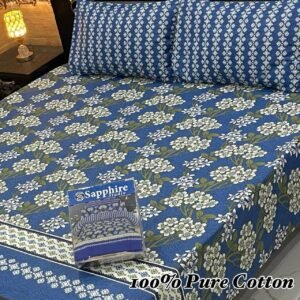 Comfortable Pure Cotton Double Bedsheet - Delicate Blossom Design