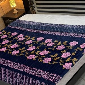 Navy Blossom AC Blanket - Elegant Floral Serenity