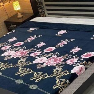 Navy Blossom AC Blanket - Elegant Floral Charm