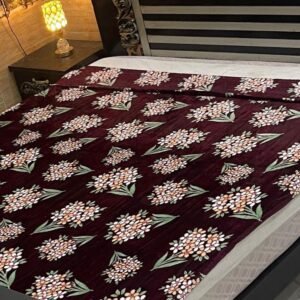 Maroon Blossom AC Blanket - Floral Serenity