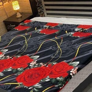 Midnight Rose AC Blanket - Bold Floral Elegance